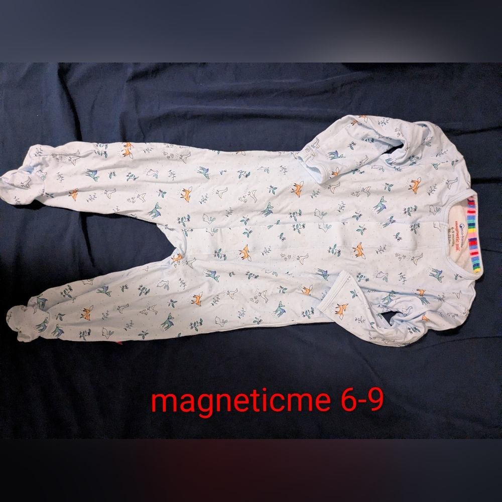 Magnetic Me Footie - Light Blue with Orange Accents